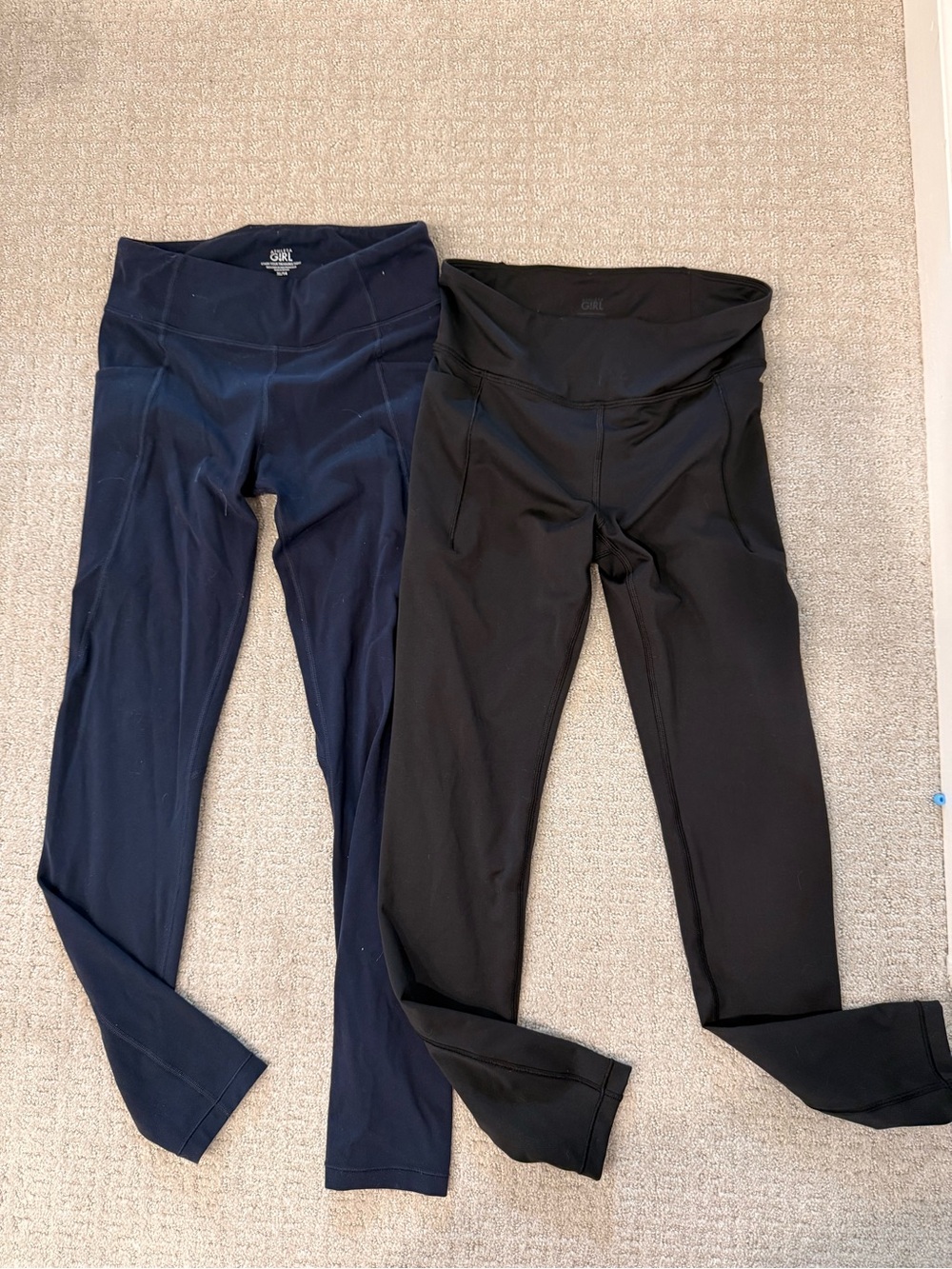 Athleta Girl Leggings XL 14 in Navy & Black stash your treasure tights